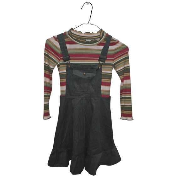 NWT Bonnie Jean Girls 2-Piece Outfit Size 7 – Green Overall Dress Set - Picture 4 of 9